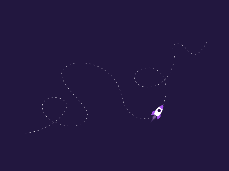 a spaceship following a dotted SVG path